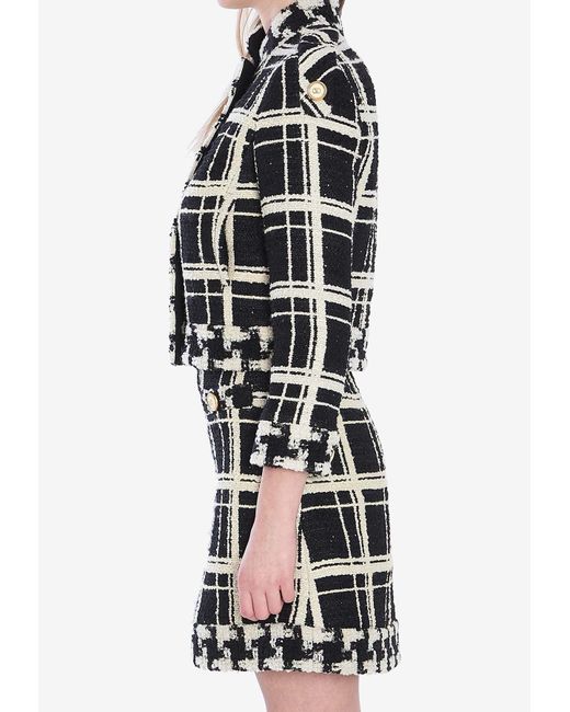 Valentino Black Macro Check Tweed Jacket