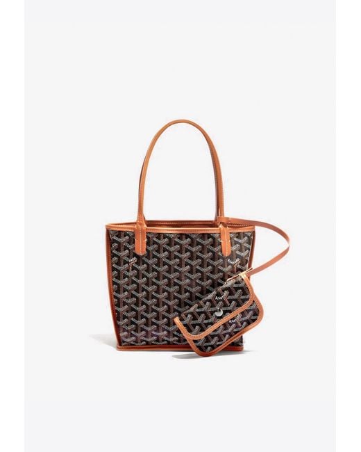 Goyard White Mini Anjou Tote Bag In Chevroches Calfskin And Ine Canvas