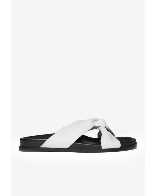 Elleme White Tresse Bicolour Lambskin Platform Sandals