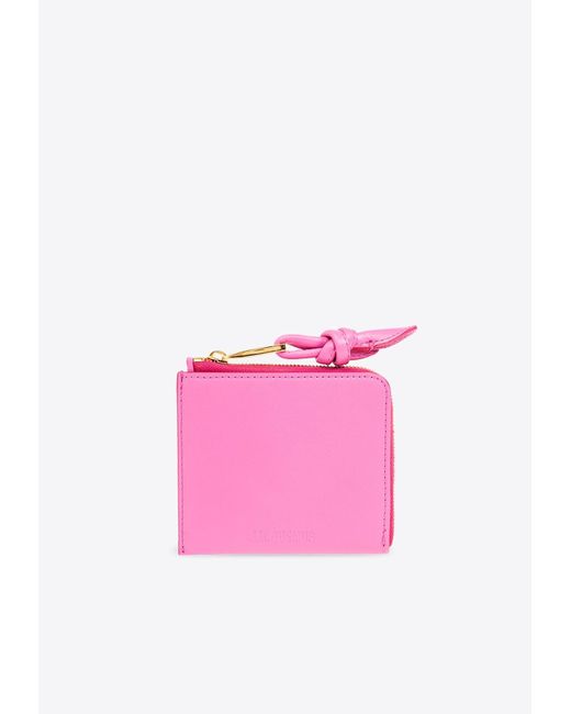 Jacquemus Pink Tourni Knotted Leather Cardholder