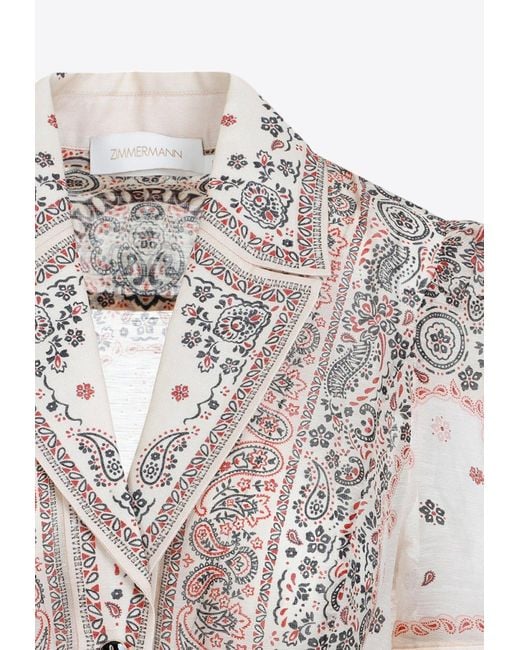 Zimmermann Multicolor Matchmaker Linen And Silk Mini Shirt Dress