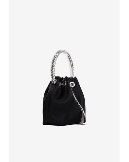 Jimmy Choo Black Bon Bon Satin Top Handle Bag