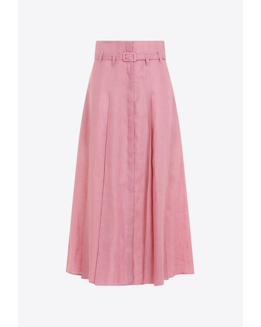 Gabriela Hearst Pink Dugald Pleated Midi Skirt