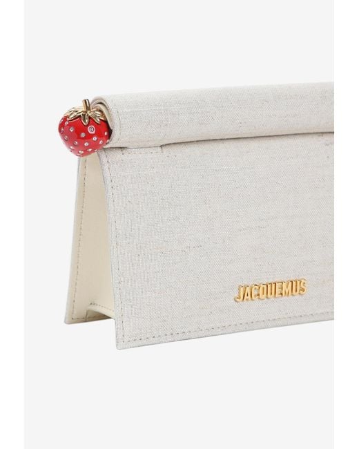 Jacquemus White Small Rond Carré Canvas Clutch