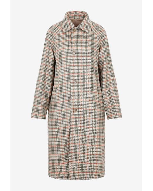 Akris Natural Reversible Checked Wool Coat