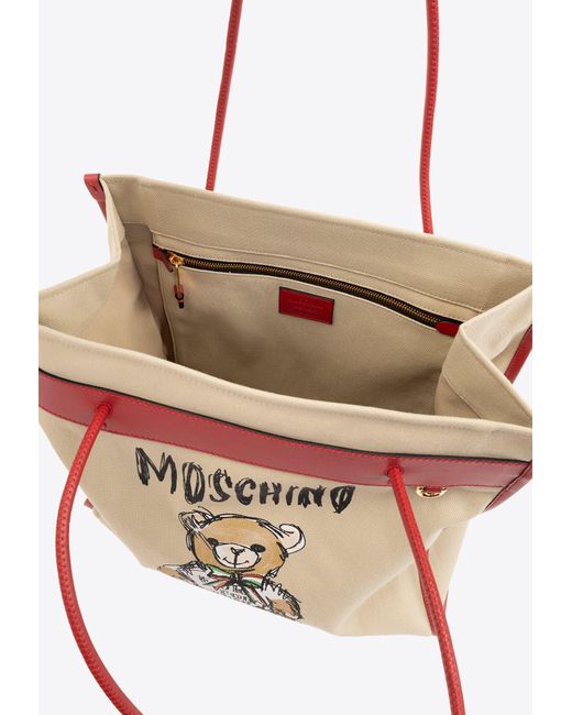 Moschino Pink Teddy Bear Logo Tote Bag