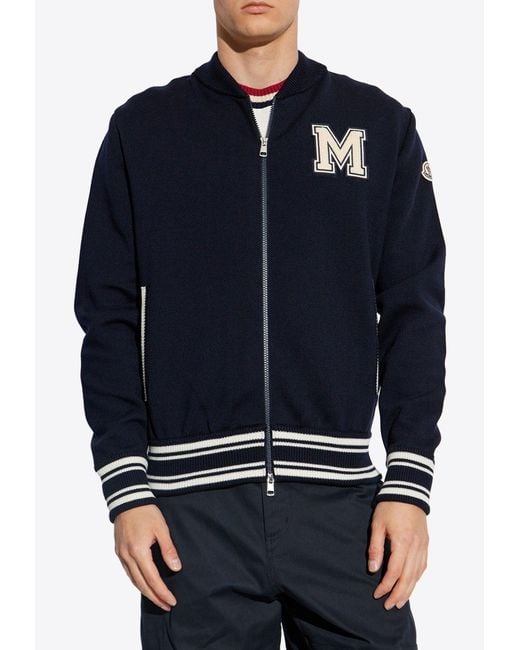 Moncler Blue M Patch Bomber Jacket for men