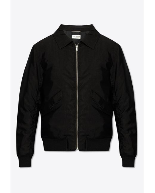 Saint Laurent Black Faille Bomber Jacket for men