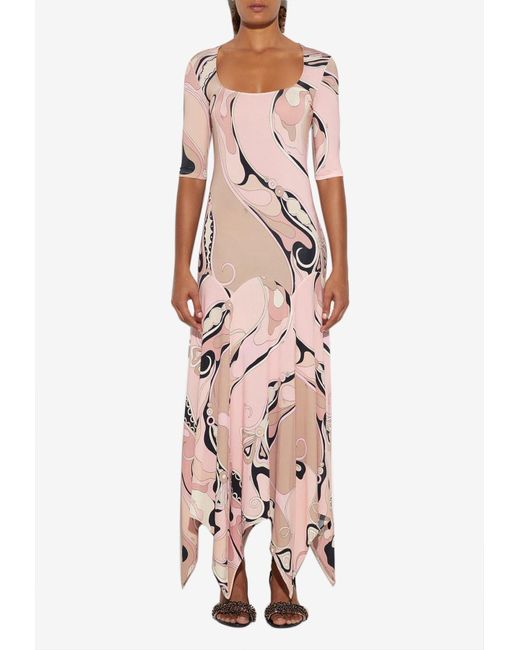 Emilio Pucci Pink Orchidee Print Maxi Dress