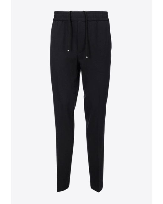 Ferragamo Blue Wool-Blend Slim Track Pants for men