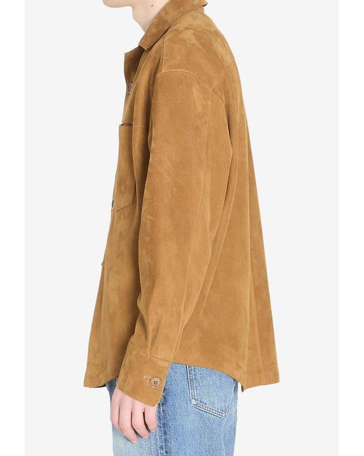 AMI Natural Suede Buttoned Overshirt for men
