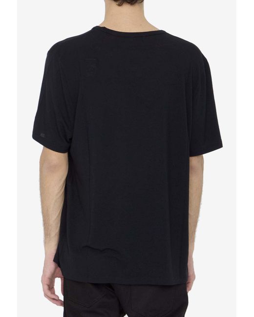 Saint Laurent Black Crewneck Short-Sleeved T-Shirt for men