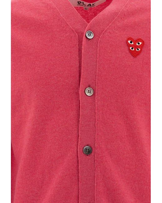 Comme des Garçons Pink Heart Patch Buttoned Cardigan for men