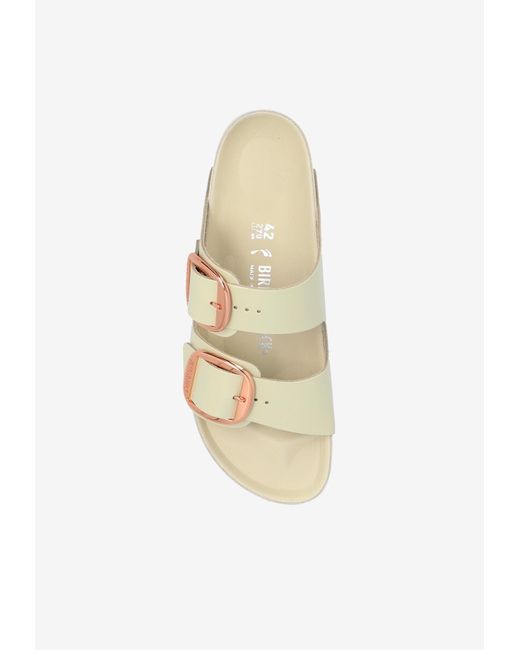 Birkenstock White Arizona Big Buckle Patent Leather Slides