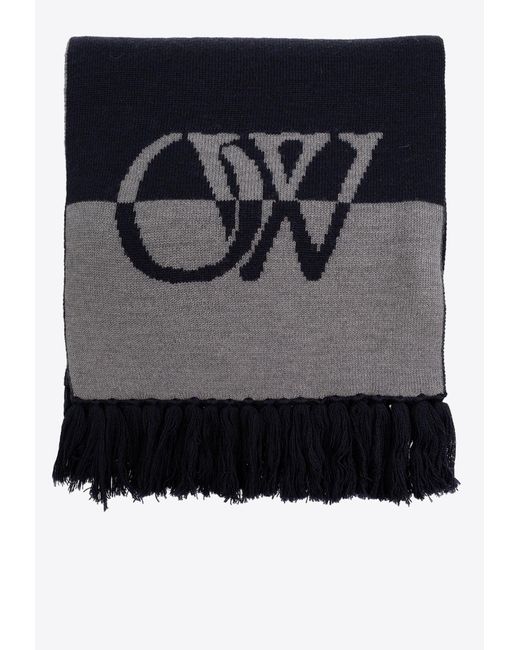 Off-White c/o Virgil Abloh Black Logo-Detailed Wool Scarf