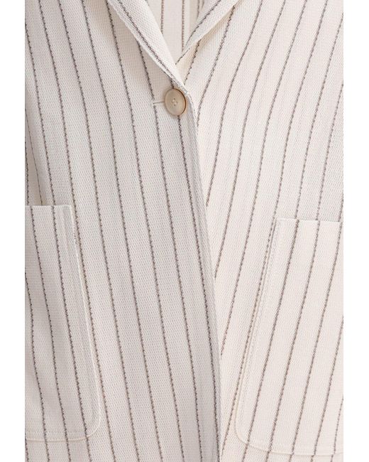 Max Mara White Jadi Single-Breasted Striped Blazer