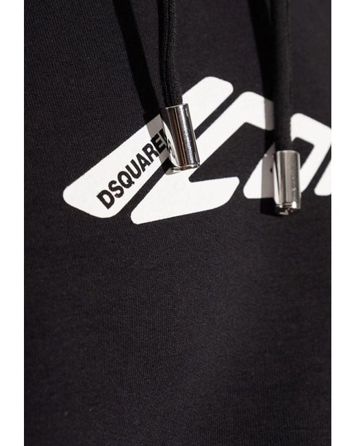 DSquared² Blue Icon Print Drawstring Hoodie for men