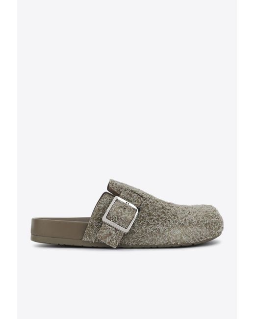 Loewe Green Ease Buckle Brushed Suede Clogs for men