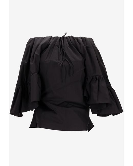 MERYLL ROGGE Black Off-Shoulder Ruffled Blouse
