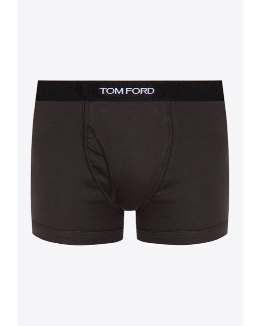 Tom Ford Black Logo Jacquard Stretch Boxer Briefs for men