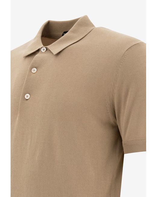 Tom Ford Natural Fine Knit Polo T-Shirt for men