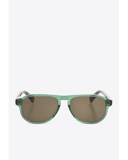 Bottega Veneta Green Classic Aviator Sunglasses
