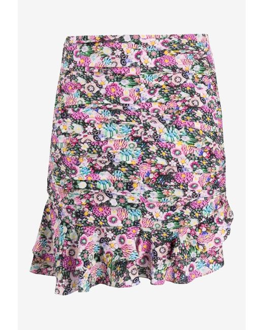 Isabel Marant Multicolor Floral-Print Ruched Mini Skirt