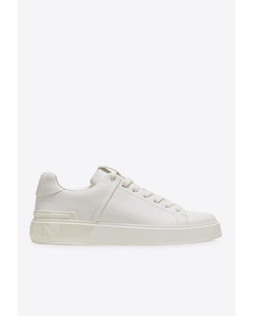 Balmain White B-Court Leather Sneakers