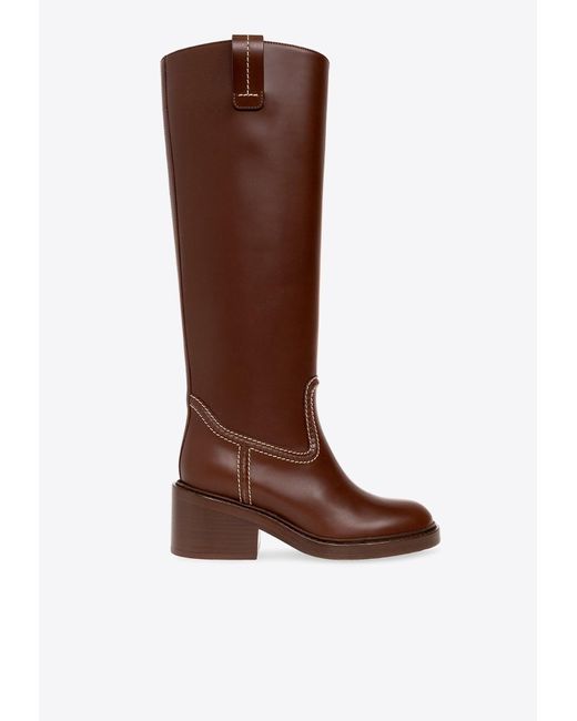 Chloé Mallo 60 Knee-high Boots In Calf Leather in Brown | Lyst