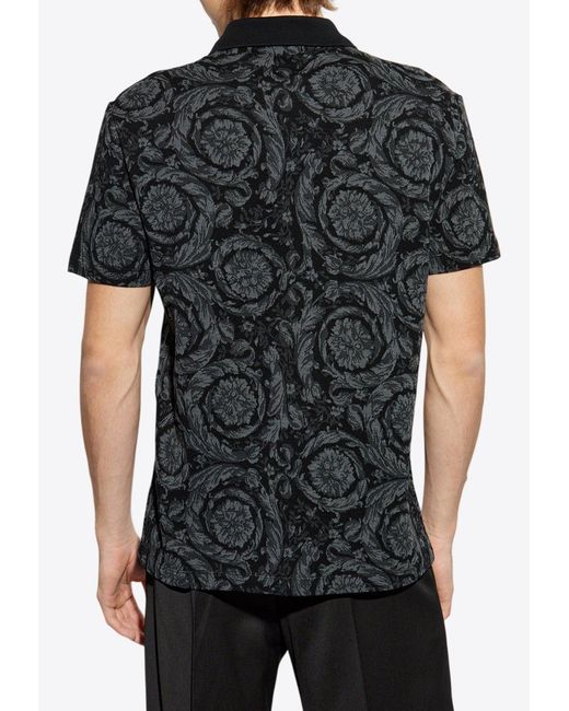 Versace Black Polo With Barocco Pattern for men
