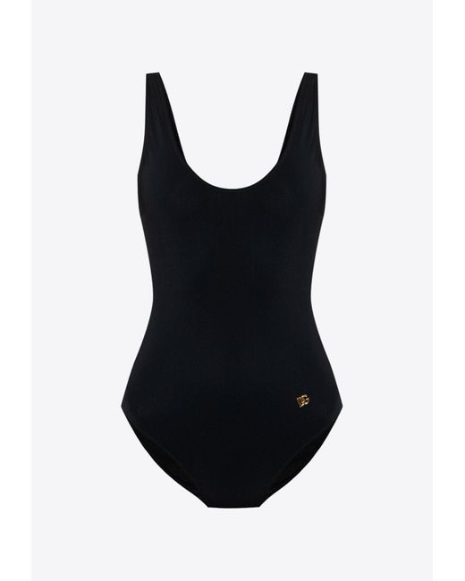 Dolce & Gabbana Black Dg Logo One-Piece Swimsuit
