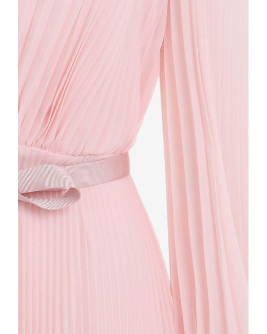Max Mara Pink Visita Pleated Chiffon Mini Dress