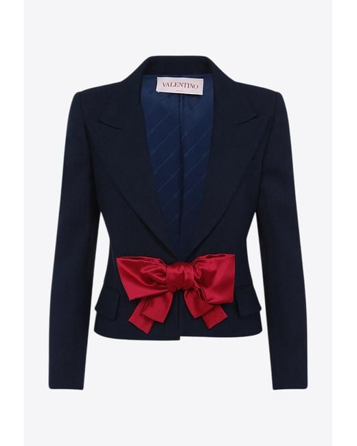 Valentino Blue Bow-Detail Blazer