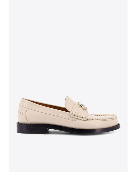 Gucci White Double G Leather Loafers
