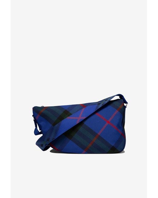 Burberry Blue Shield Checked Shoulder Bag