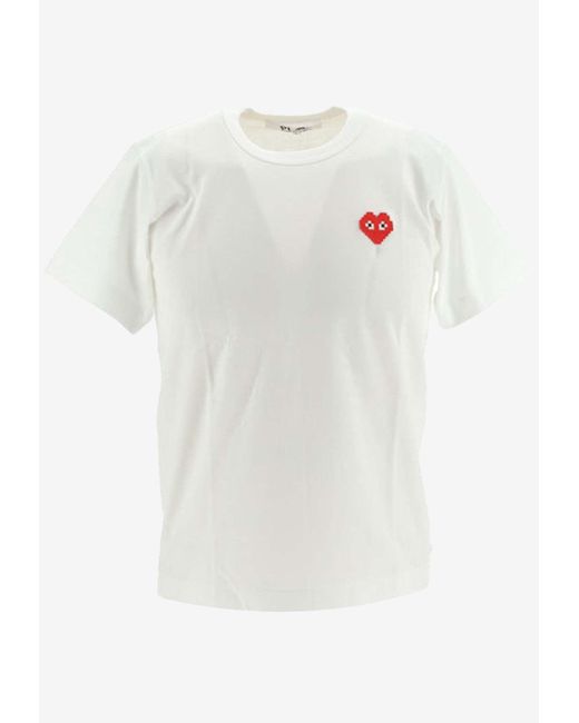 COMME DES GARÇONS PLAY White Double Hearts Crewneck T-Shirt