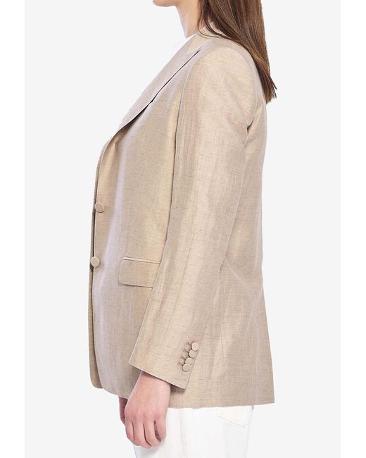Tagliatore Natural Single-Breasted Buttoned Blazer