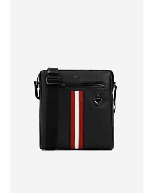 Bally Striped Leather Messenger Bag in Black for Men Lyst