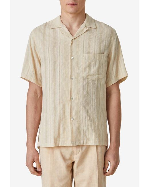 Portuguese Flannel Natural Almada Short-Sleeved Shirt for men