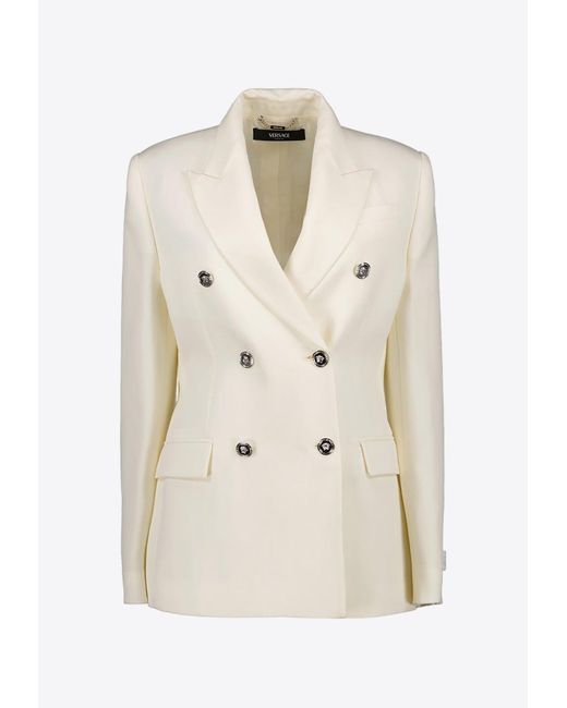 Versace Natural Double-Breasted Blazer