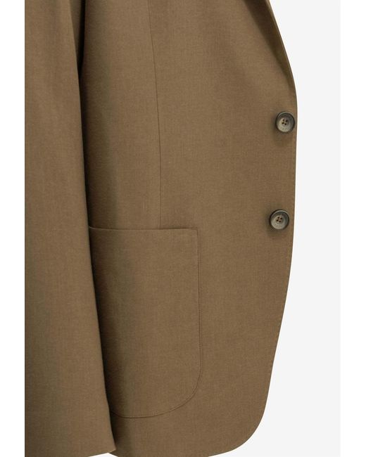 Herno Green Single-Breasted Linen Blazer for men