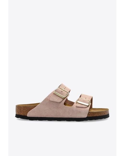 Birkenstock White Arizona Suede Leather Sandals