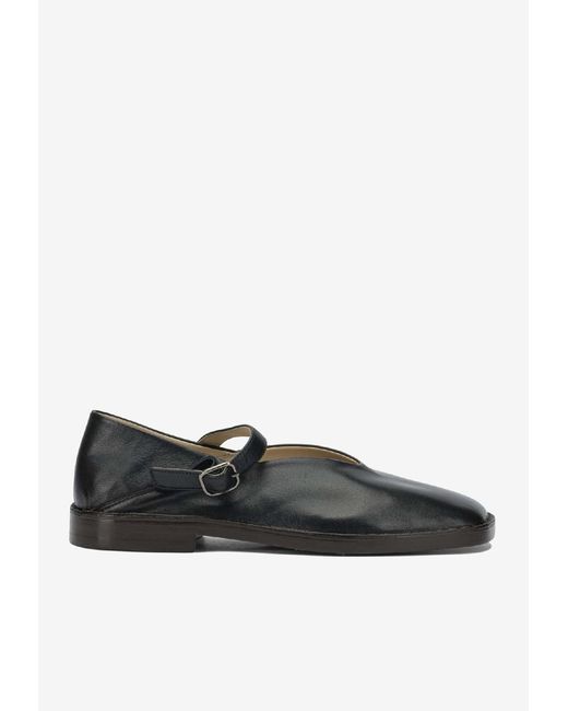 Lemaire Black Leather Ballet Flats