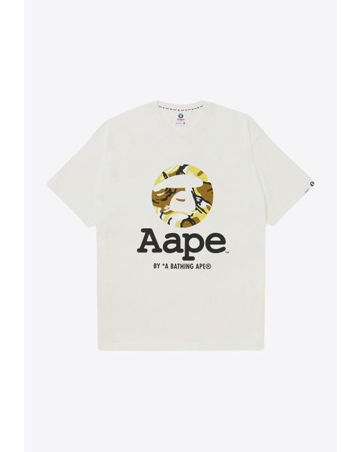 Aape White Moonface Graphic Crew Neck T-Shirt for men