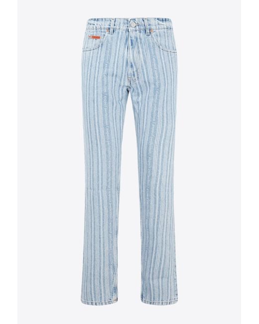 Martine Rose Blue Striped Straight-Leg Jeans for men