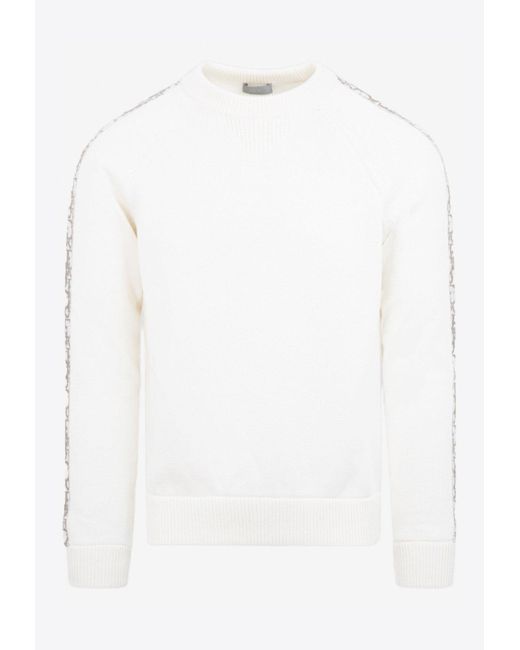 Dior White Oblique Inserts Knit Sweater for men