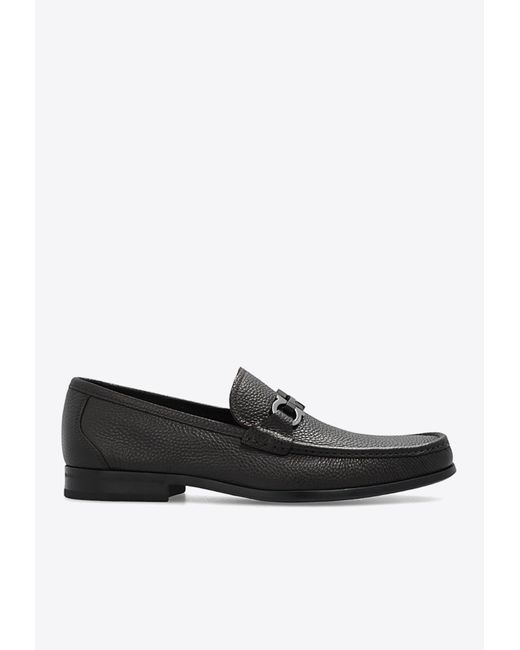 Ferragamo Black Grandioso Leather Loafers for men
