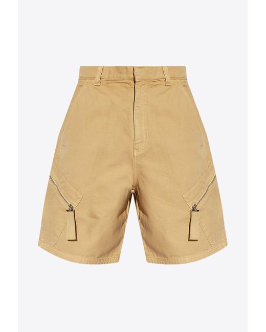 Jacquemus Natural Le Marrone Zipped Cargo Shorts for men