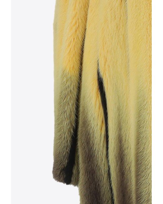 Fendi Yellow Mink Striped Coat