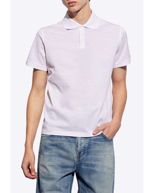 Saint Laurent Purple Cassandre Embroidered Polo T-Shirt for men